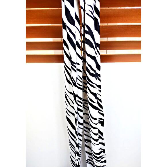 Womens Zebra Print Scarf 80" White Black Boho Animal Safari Unique Pointed Ends - Picture 2 of 7